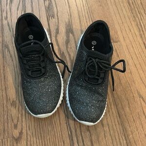 Black Glitter Kids Sneakers
